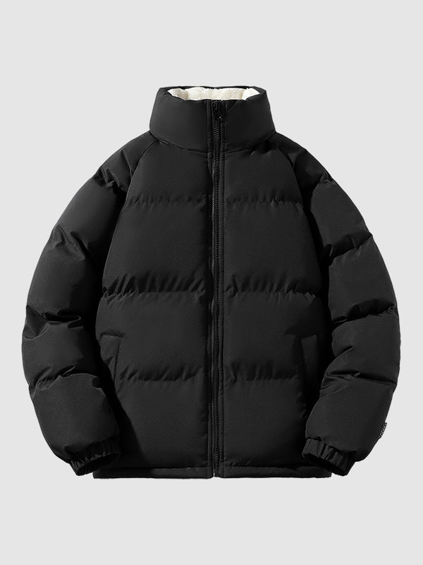 Herr Fleece-fodrad Puffer Vadderad Jacka