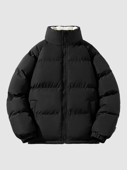 Herr Fleece-fodrad Puffer Vadderad Jacka