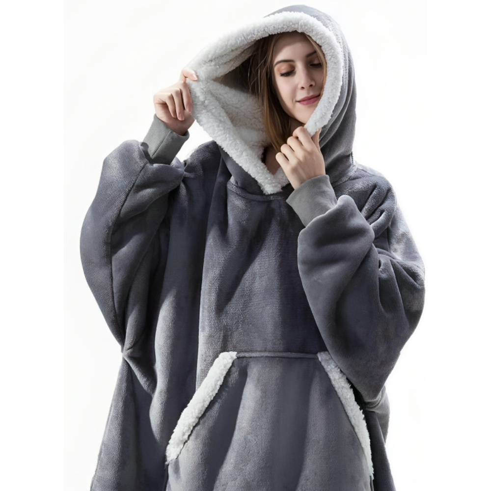 Oversized filt med huva