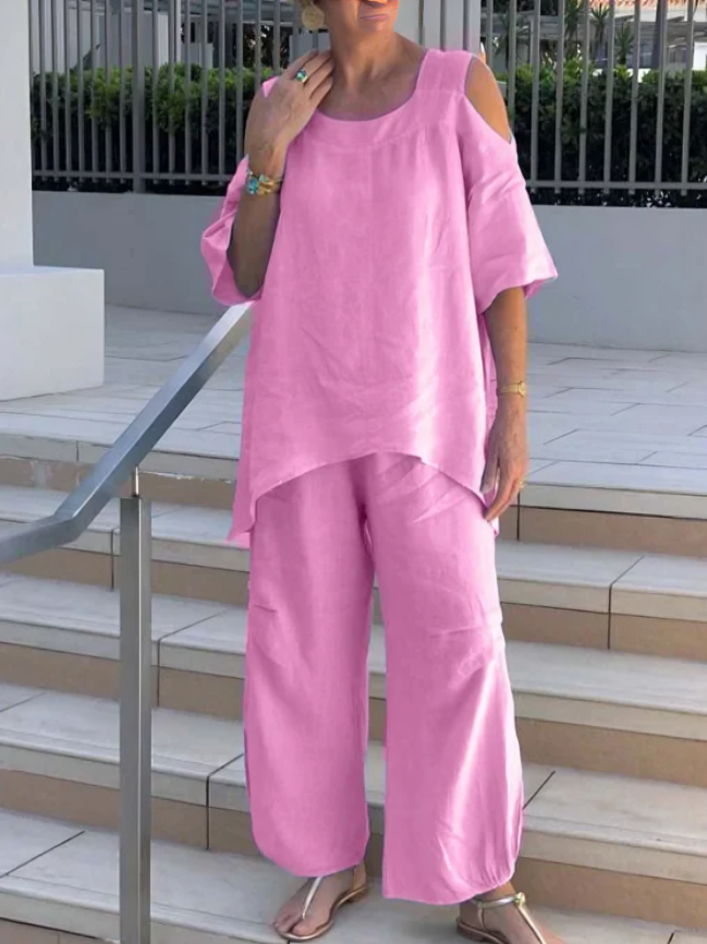 Off-Shoulder Blus och byxor set för kvinnor