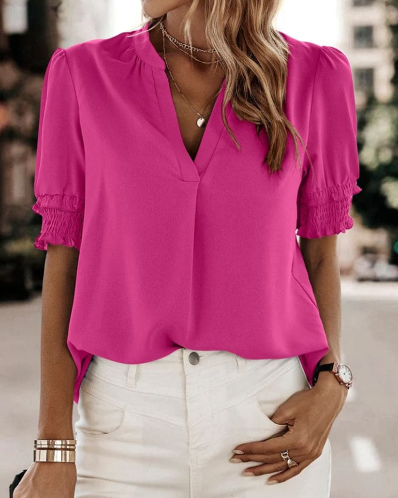 Elegant V-ringad blus för kvinnor