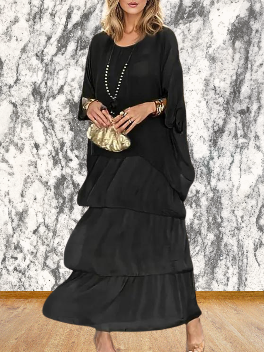 Trendig Elegant lång lös klänning