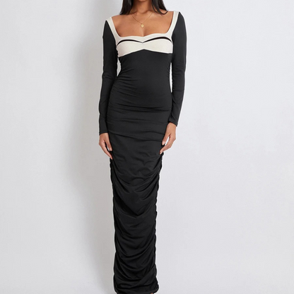 Långärmad elegant bodycon lång klänning