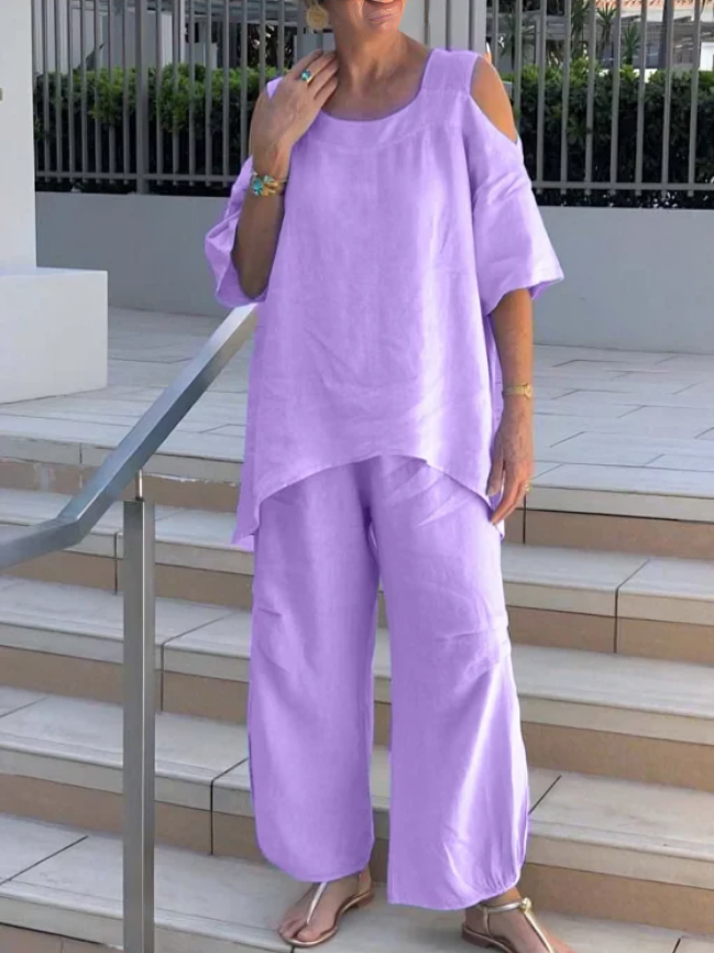 Off-Shoulder Blus och byxor set för kvinnor