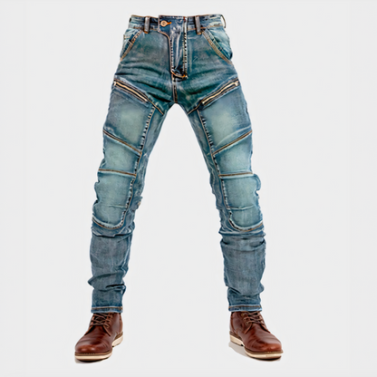 Stretchiga outdoor-bikerjeans för män