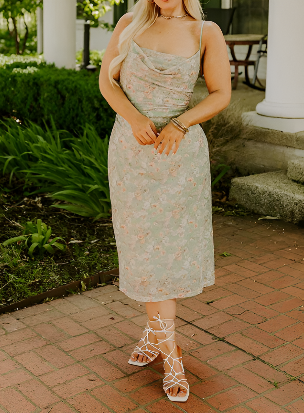 Blommig Fantasi Mesh Midi