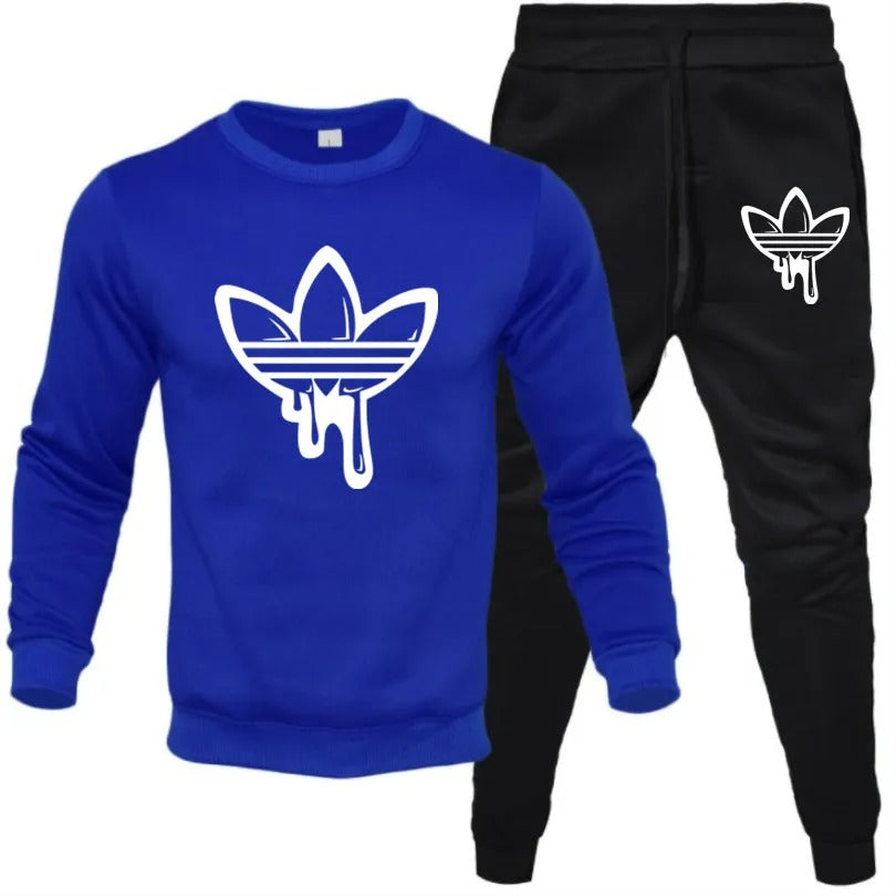 Lediga tryckta sweatshirts och byxor 2-delat set för män