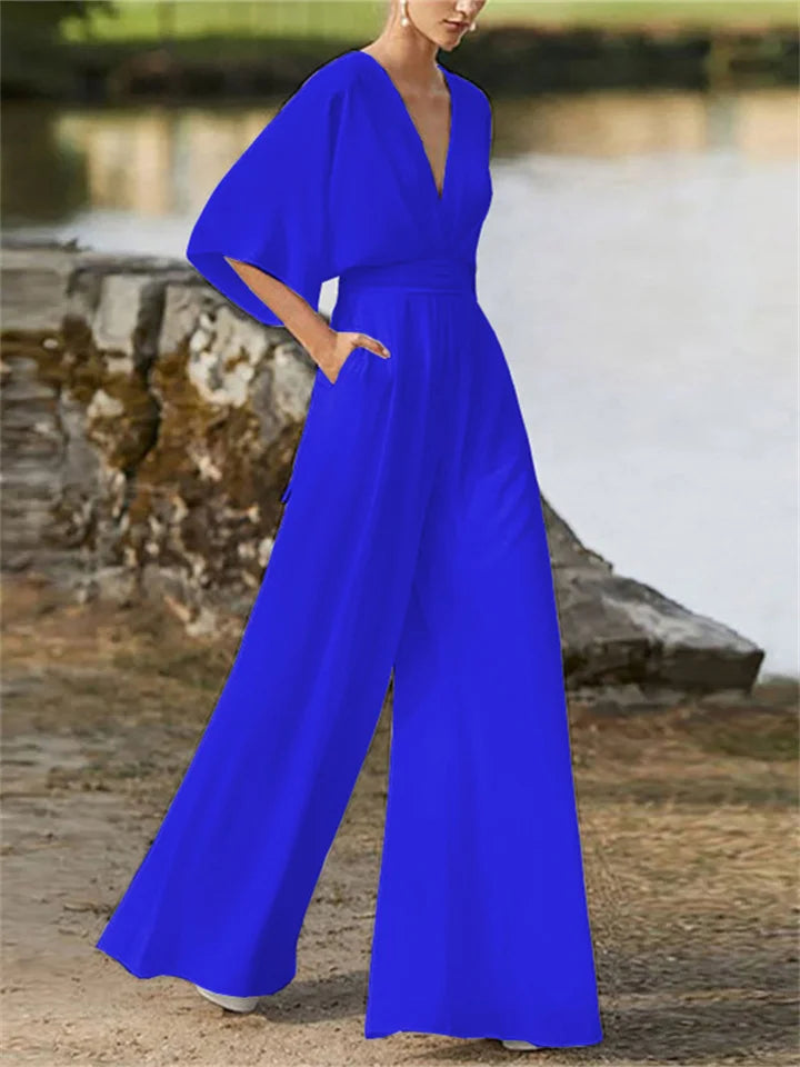 Elegant snygg V-ringad jumpsuit för kvinnor