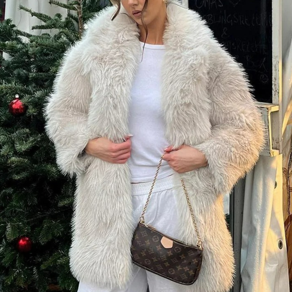 Tjock elegant pälsrock för kvinnor