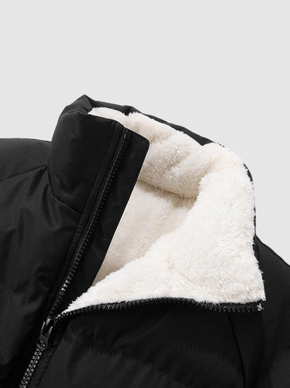 Herr Fleece-fodrad Puffer Vadderad Jacka
