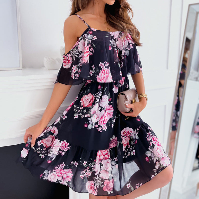 Snygg Off-shoulder miniklänning för kvinnor