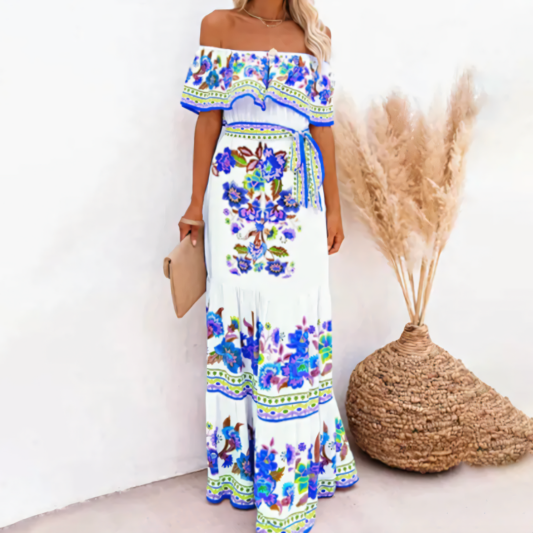 Off-shoulder snygg långklänning för kvinnor