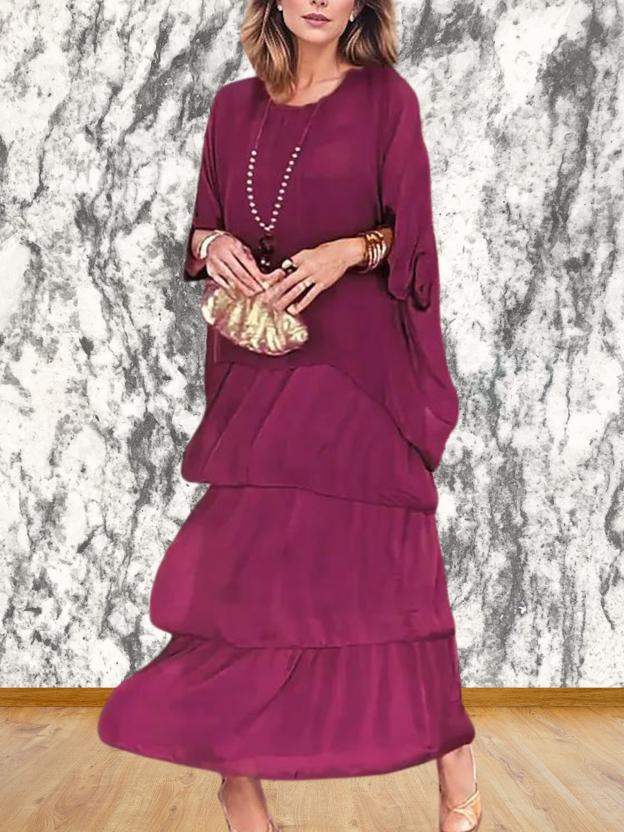 Trendig Elegant lång lös klänning