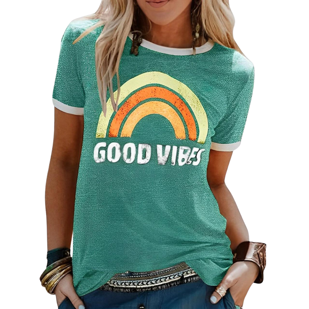 Good Vibes Tryck Skjorta för kvinnor