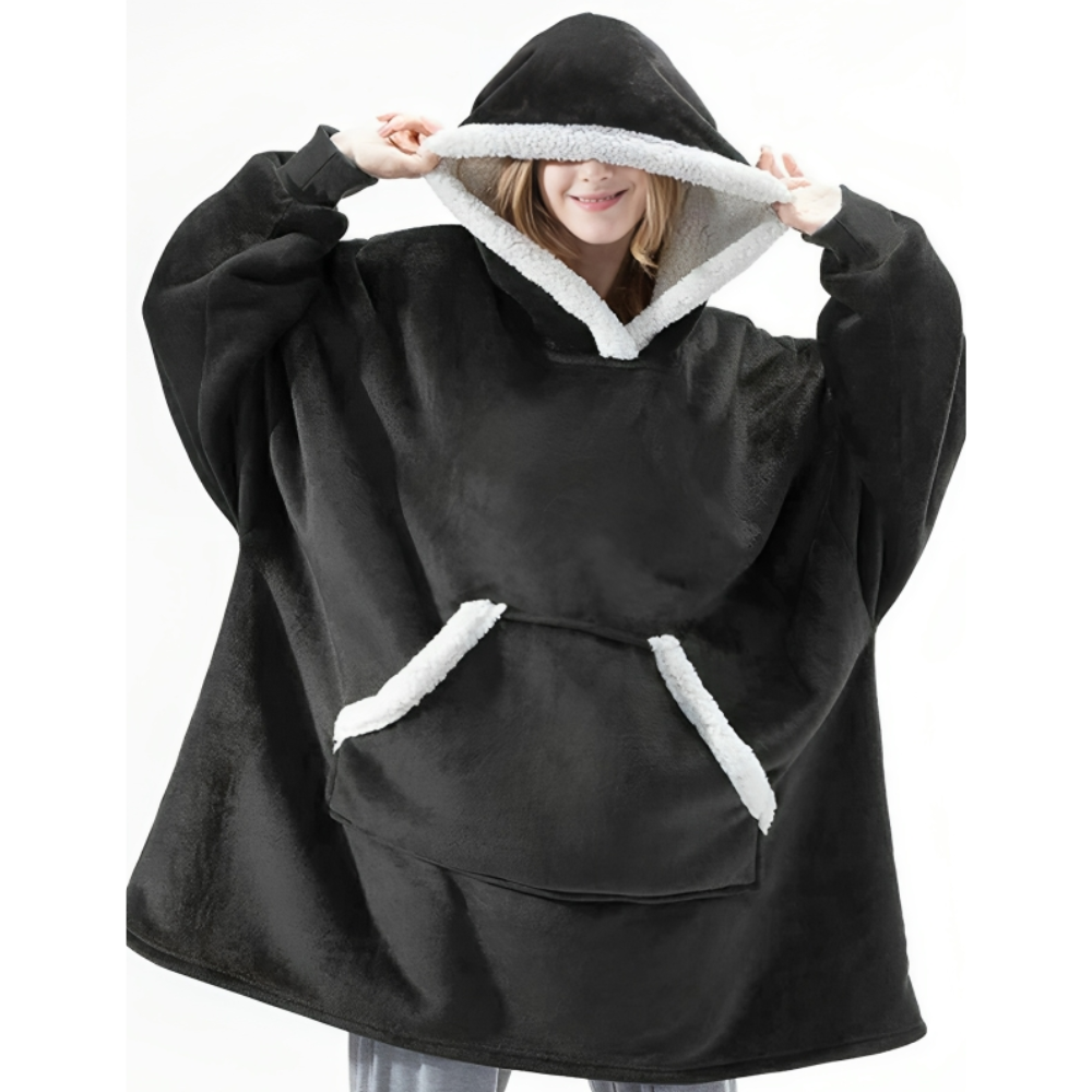 Oversized filt med huva