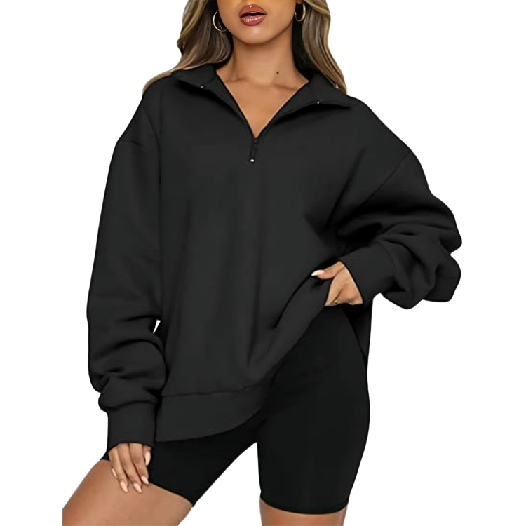Oversize halvzip polo sweatshirts för kvinnor