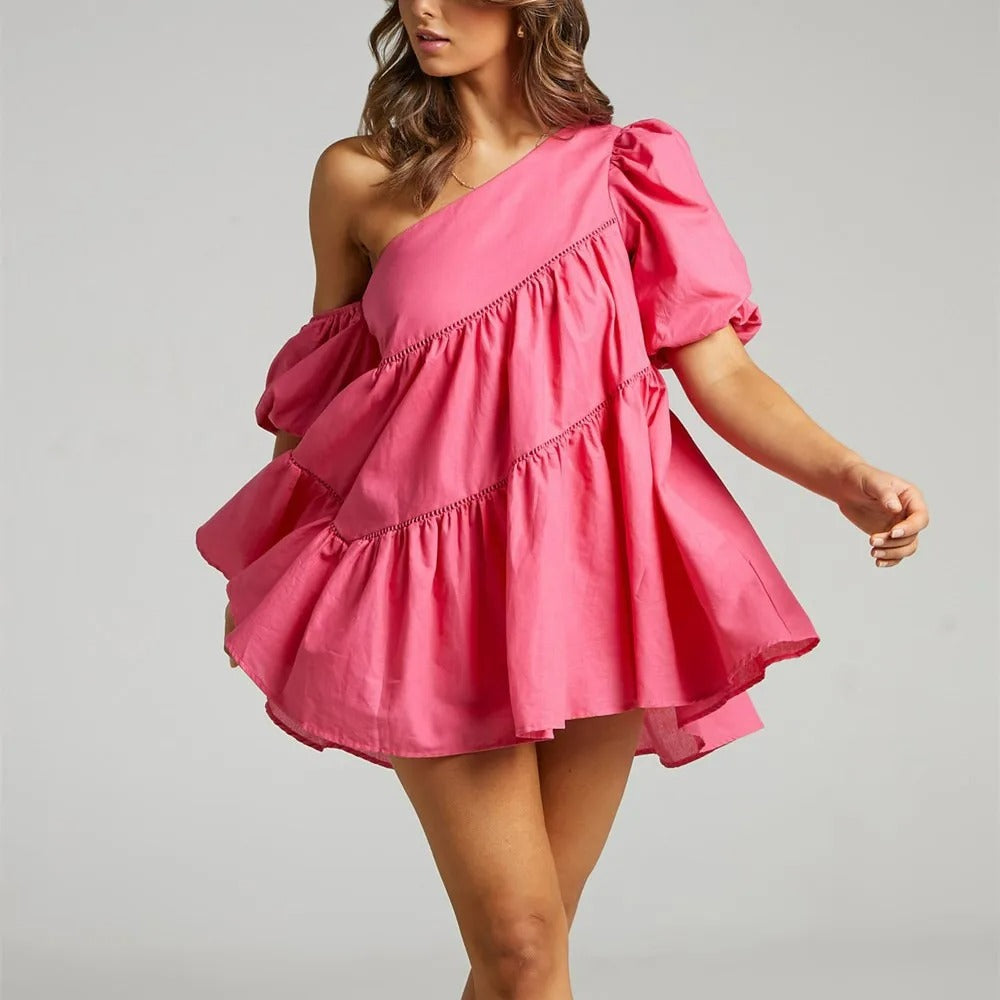Elegant puffärmad miniklänning