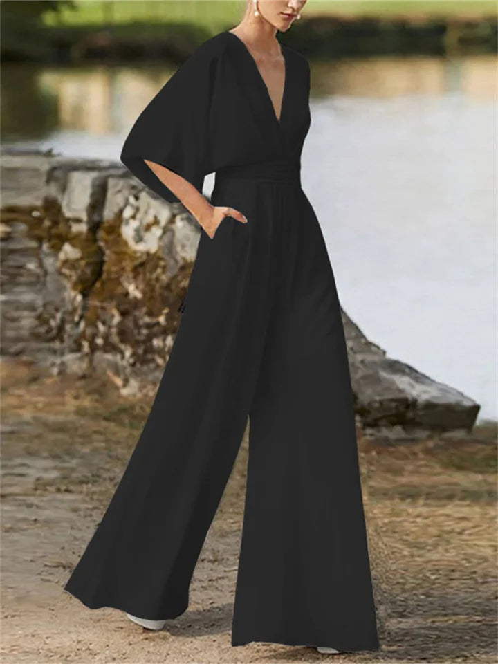 Elegant snygg V-ringad jumpsuit för kvinnor