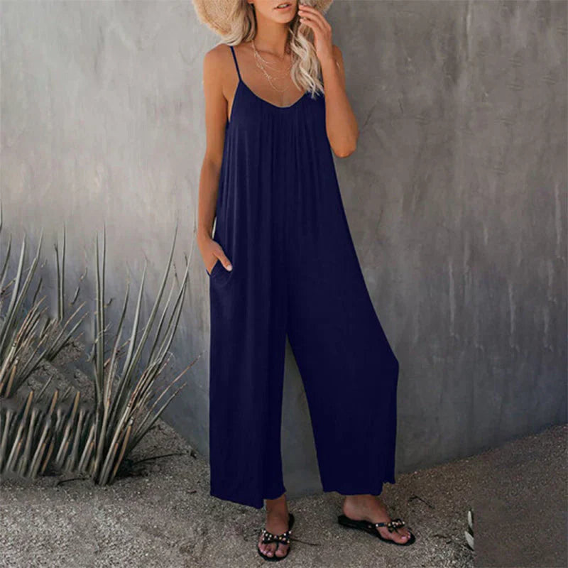 Avslappnad ärmlös jumpsuit för kvinnor