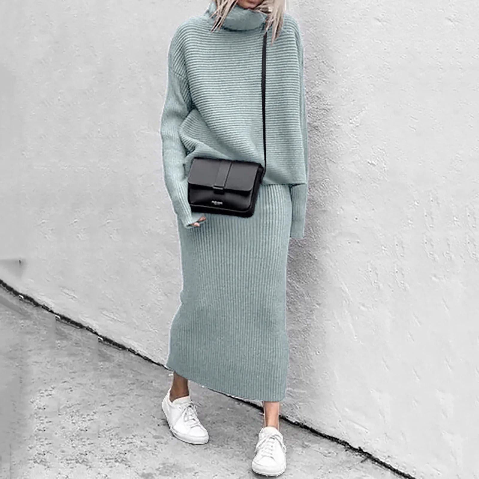 Fashionabla tröja och kjol set för kvinnor