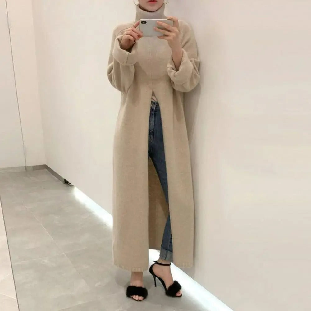 Snygg turtleneck lång tröjklänning för kvinnor