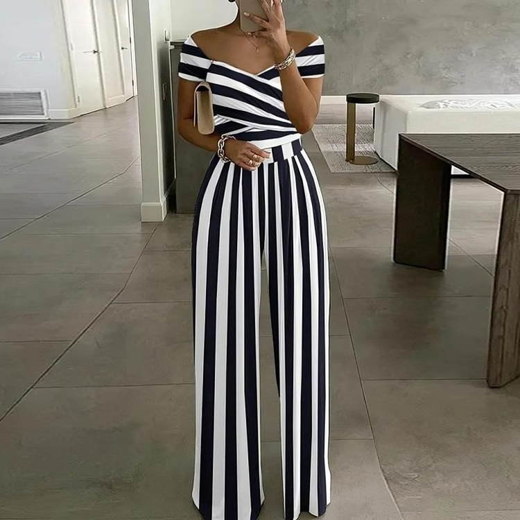 Blommig off-shoulder jumpsuit för kvinnor