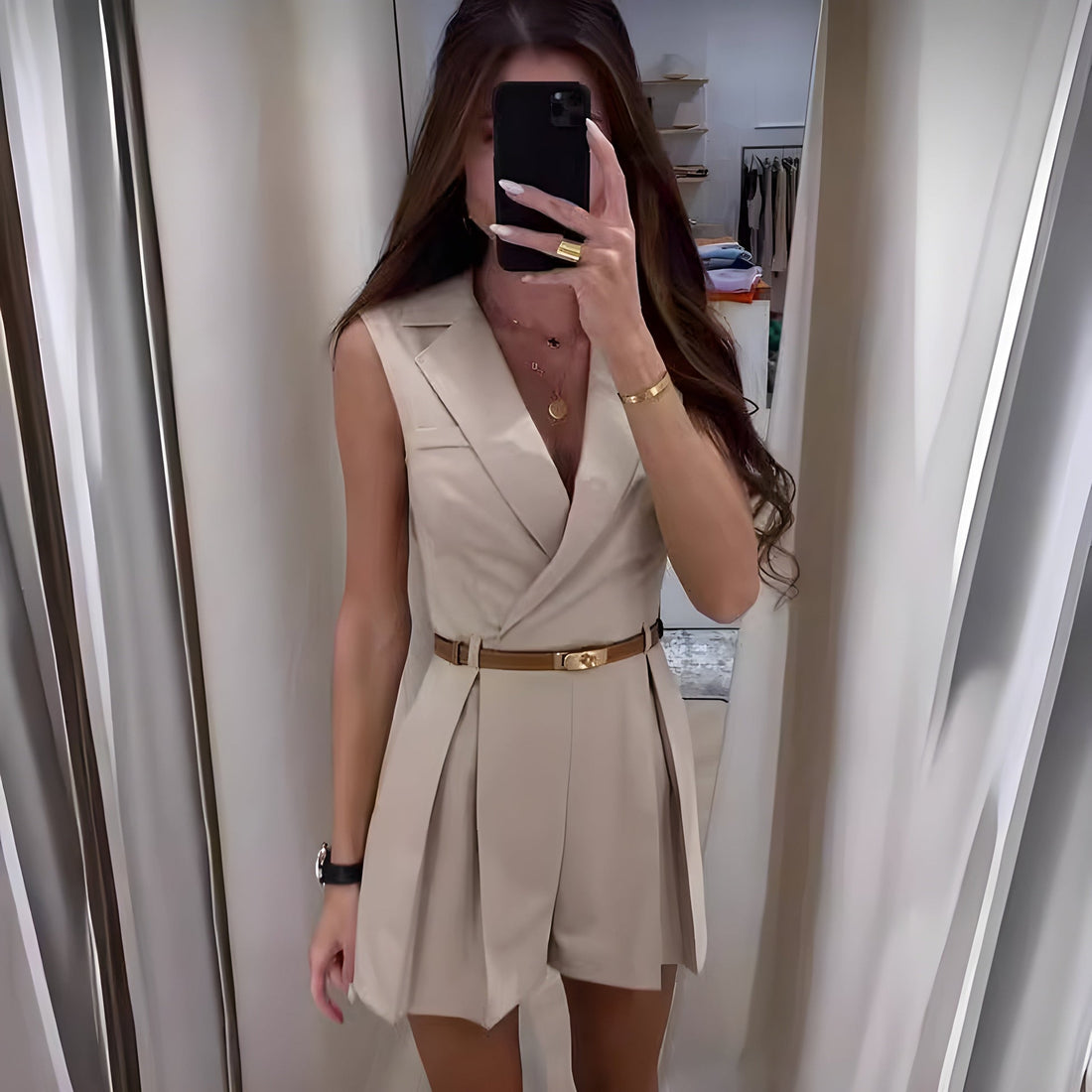 Sexig ärmlös jumpsuit för kvinnor
