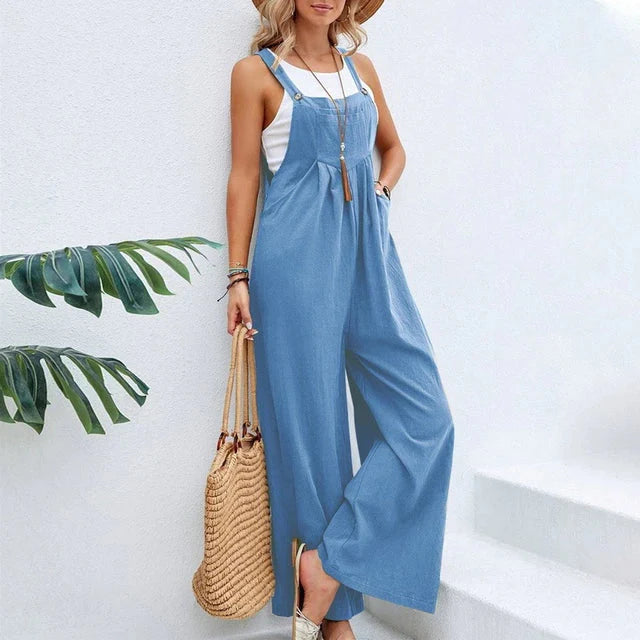 Chic ärmlös byxdress med vida ben för kvinnor