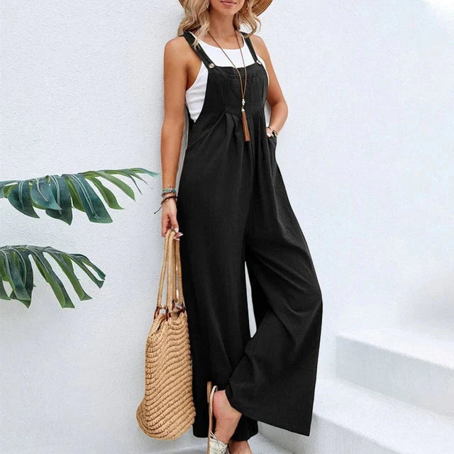 Chic ärmlös byxdress med vida ben för kvinnor