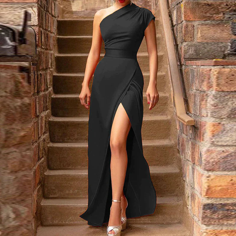 Sexig sned hals Bodycon Maxi-klänning