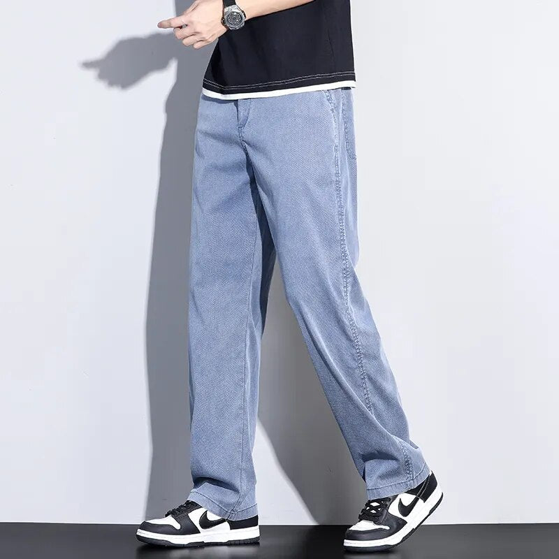 Denimjeans med elastisk midja för män
