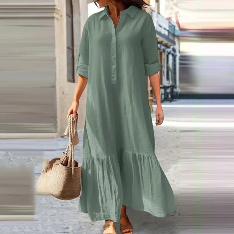 Lös elegant långärmad oversize-klänning
