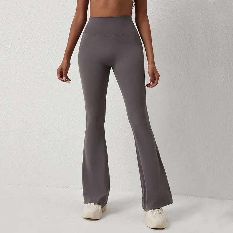 Höga midjebredda leggingsbyxor med vida ben för kvinnor
