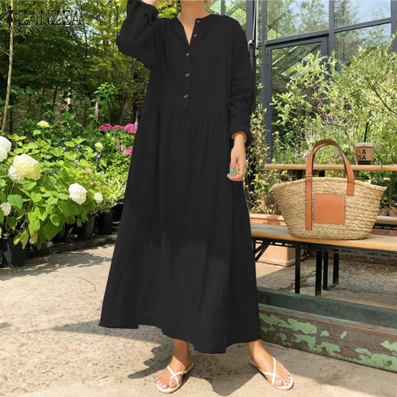 Elegant lös långklänning för kvinnor