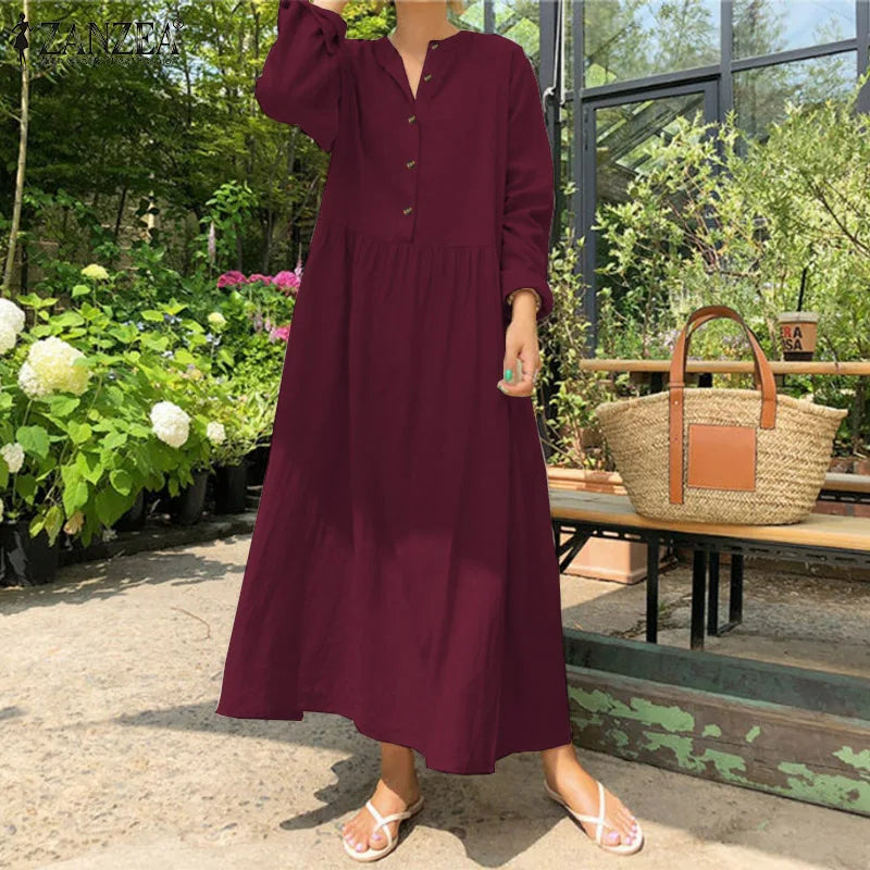 Elegant lös långklänning för kvinnor