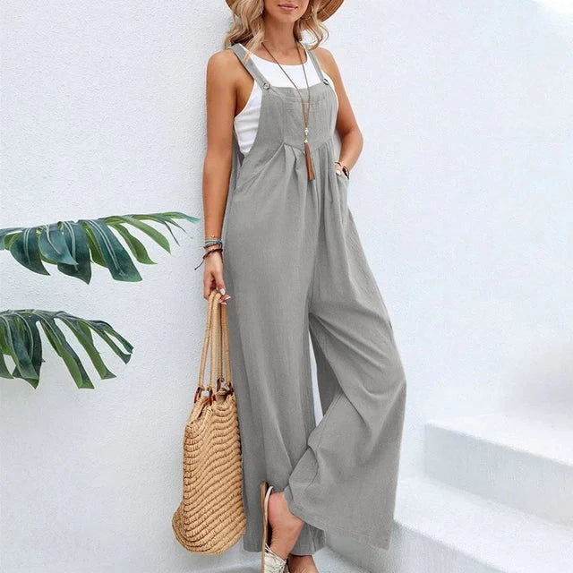 Chic ärmlös byxdress med vida ben för kvinnor