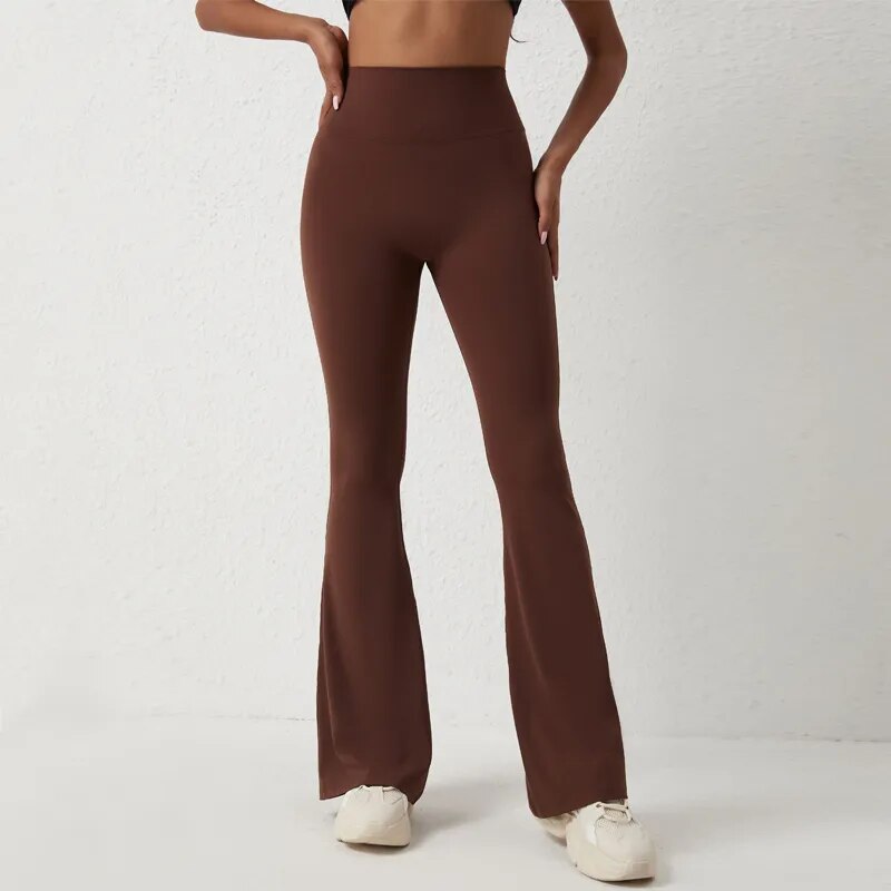 Höga midjebredda leggingsbyxor med vida ben för kvinnor