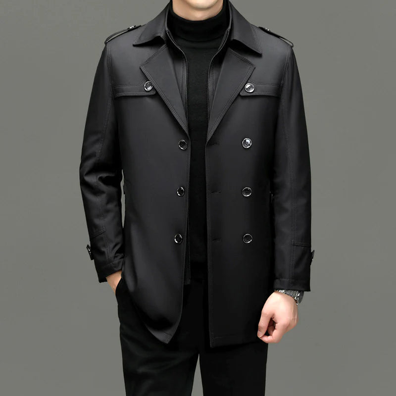 Knapp elegant lång trenchcoatjacka för män