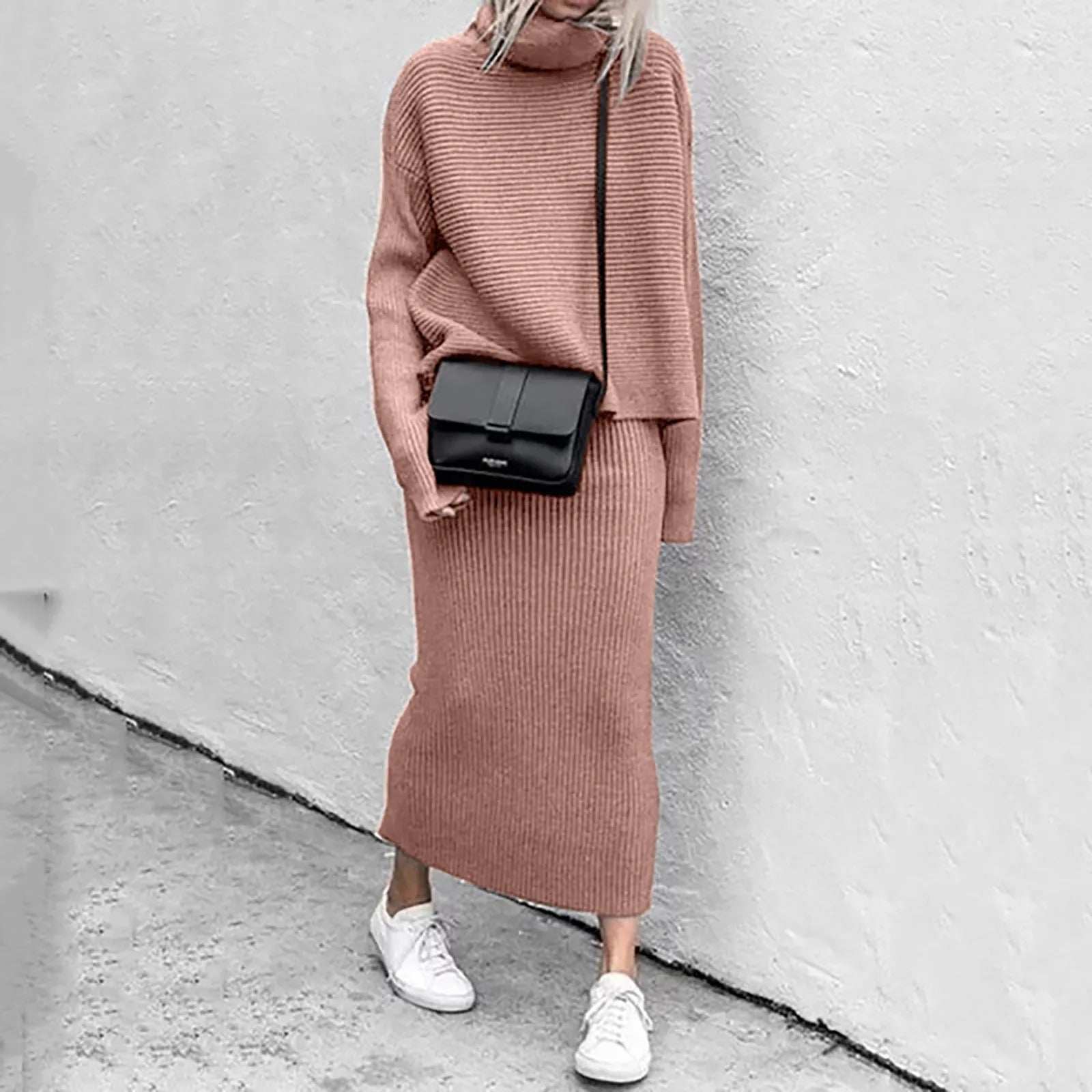 Fashionabla tröja och kjol set för kvinnor