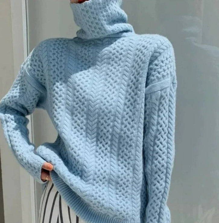 Stickad turtleneck-tröja