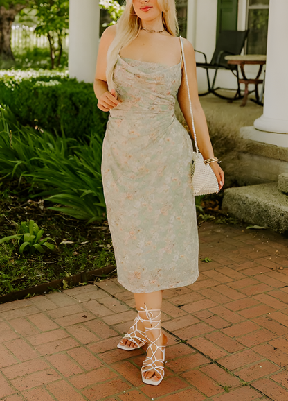 Blommig Fantasi Mesh Midi