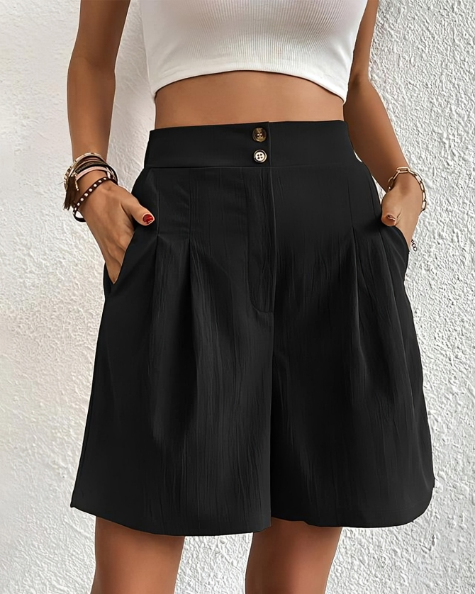 Hög midja och vida skärningar Shorts för kvinnor