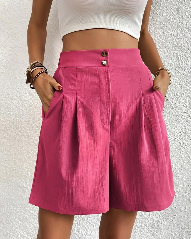Hög midja och vida skärningar Shorts för kvinnor