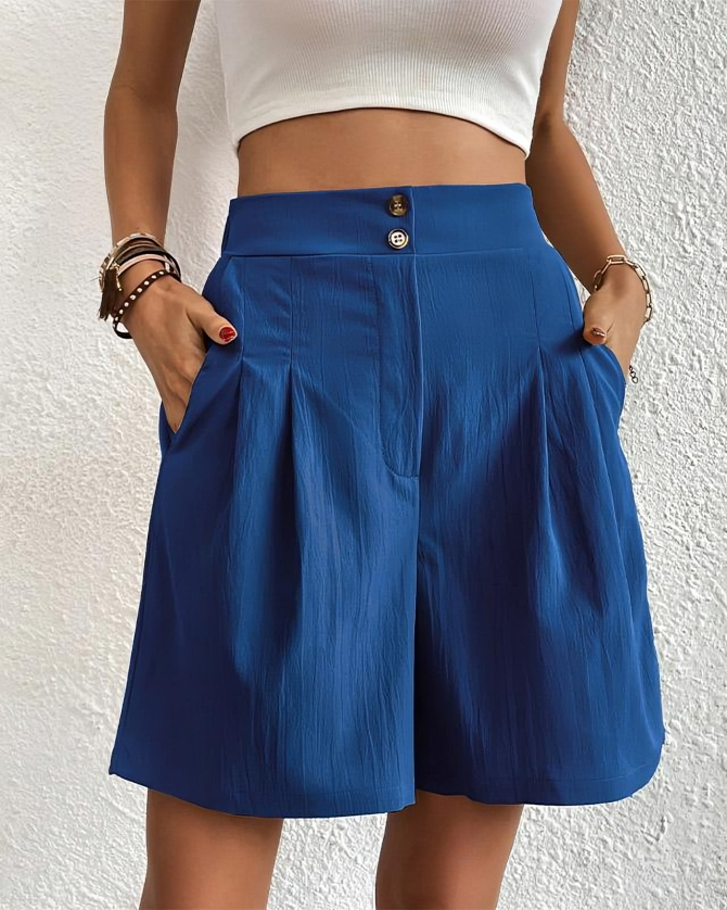 Hög midja och vida skärningar Shorts för kvinnor