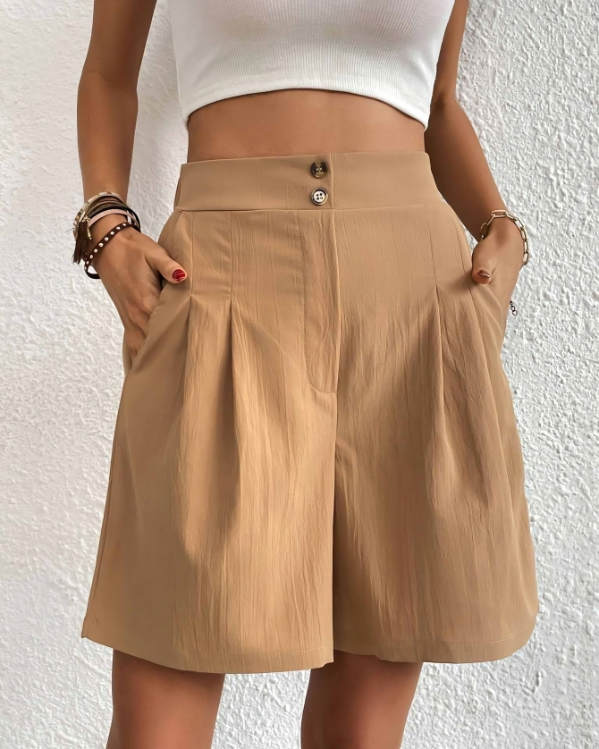 Hög midja och vida skärningar Shorts för kvinnor