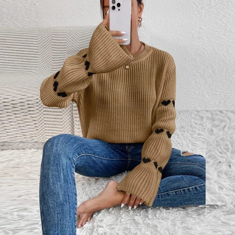 Fashionabel stickad tröja för kvinnor