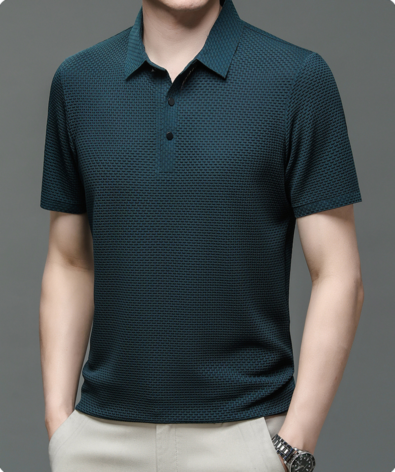 Stickad elegant poloskjorta för män