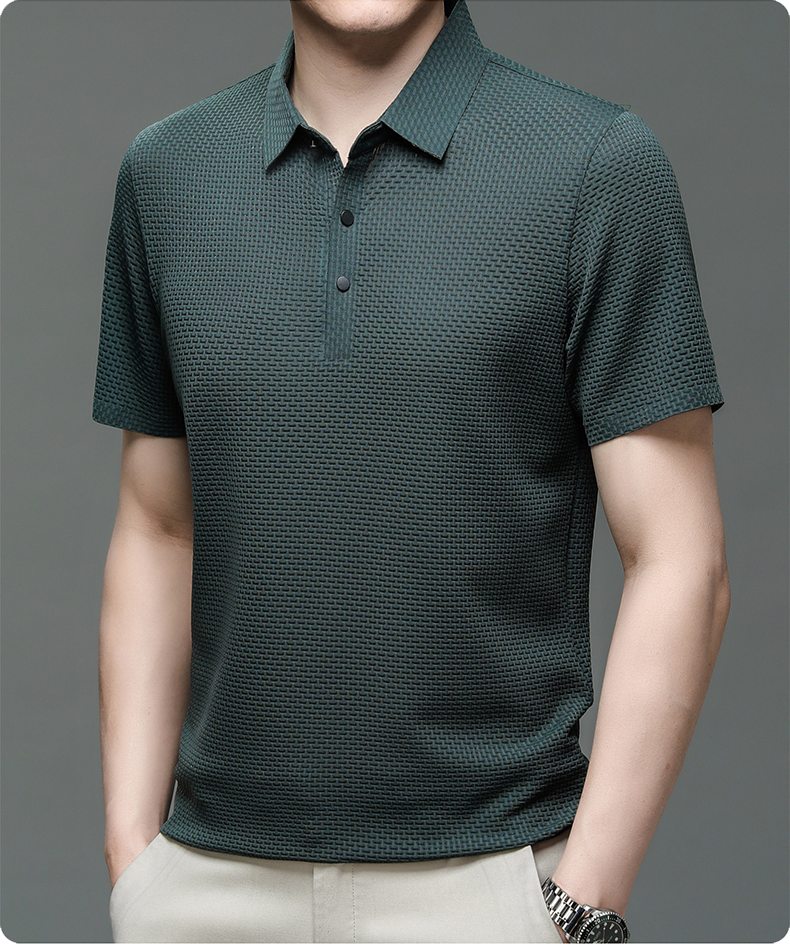 Stickad elegant poloskjorta för män