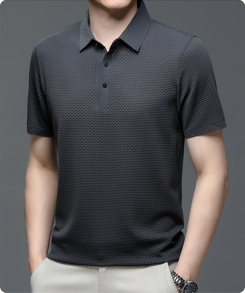 Stickad elegant poloskjorta för män