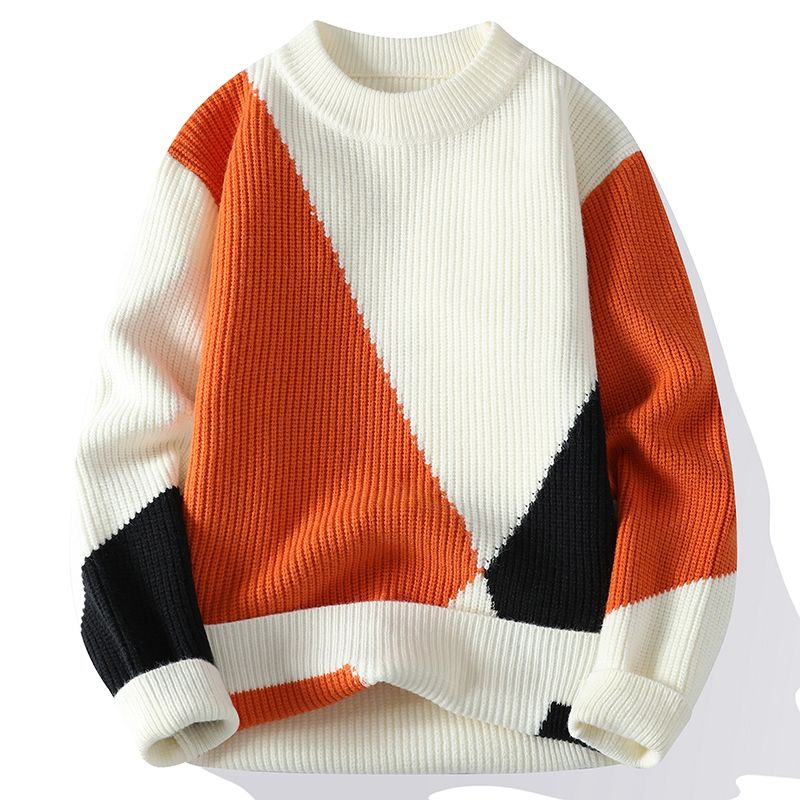 Mysig vinter casual flerfärgad stil tröja för män